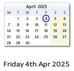 4 April 2025 calendar