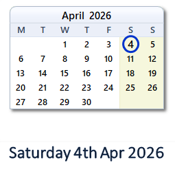 4 April 2026 calendar