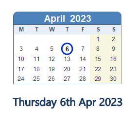 6 April 2023 calendar
