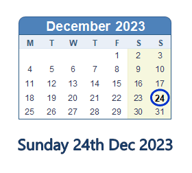 24 December 2023 calendar