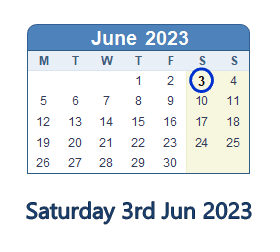 3 June 2023 calendar