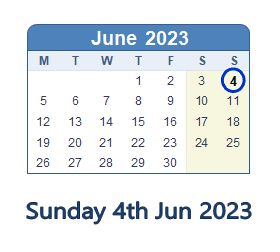 4 June 2023 calendar