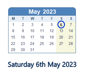 6 May 2023 calendar