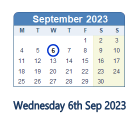 6 September 2023 calendar