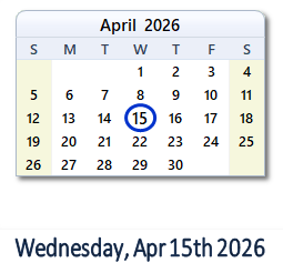 April 15, 2026 calendar