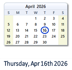 April 16, 2026 calendar