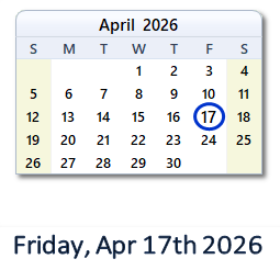 April 17, 2026 calendar