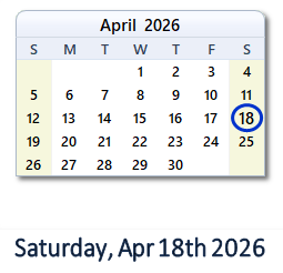 April 18, 2026 calendar