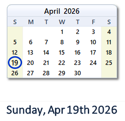 April 19, 2026 calendar