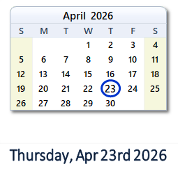 April 23, 2026 calendar