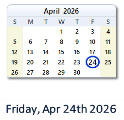 April 24, 2026 calendar
