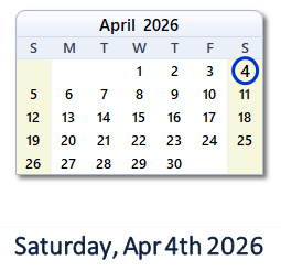 April 4, 2026 calendar