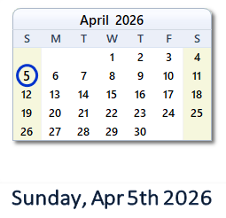 April 5, 2026 calendar