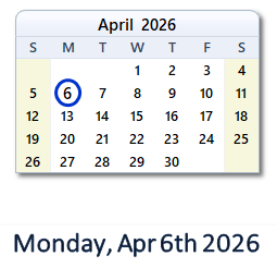 April 6, 2026 calendar