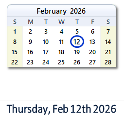 February 12, 2026 calendar