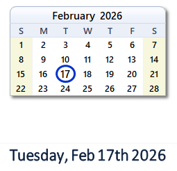 February 17, 2026 calendar
