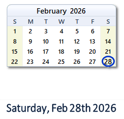 February 28, 2026 calendar