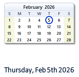 February 5, 2026 calendar