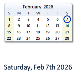 February 7, 2026 calendar