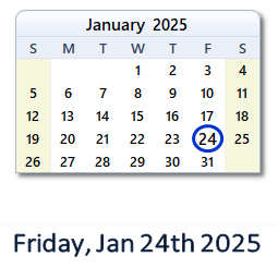 January 24, 2025 calendar