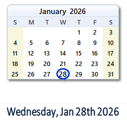 January 28, 2026 calendar