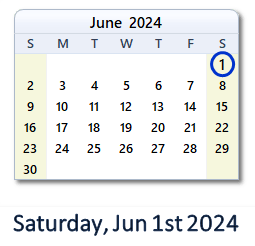 June 1, 2024 calendar