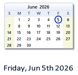 June 5, 2026 calendar