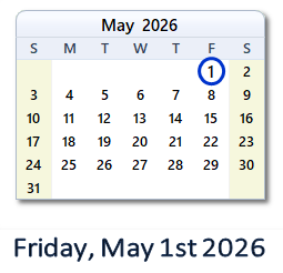 May 1, 2026 calendar