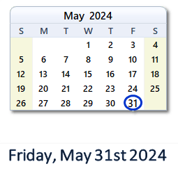May 31, 2024 calendar