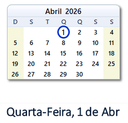 1 Abril 2026 calendario