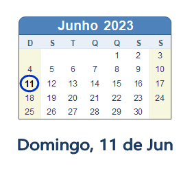 11 Junho 2023 calendario