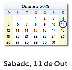 11 Outubro 2025 calendario