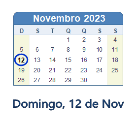 12 Novembro 2023 calendario