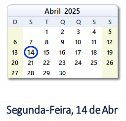 14 Abril 2025 calendario