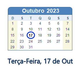 17 Outubro 2023 calendario