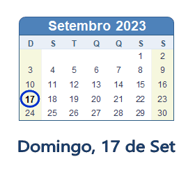 17 Setembro 2023 calendario