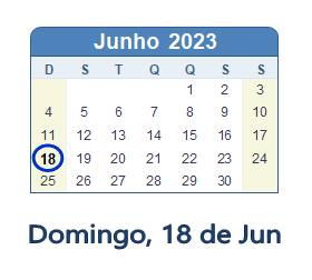 18 Junho 2023 calendario