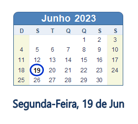 19 Junho 2023 calendario