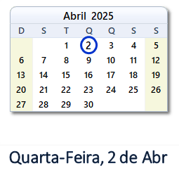 2 Abril 2025 calendario