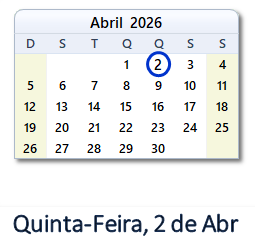 2 Abril 2026 calendario