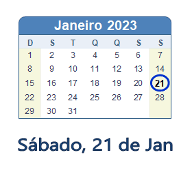 21 Janeiro 2023 calendario