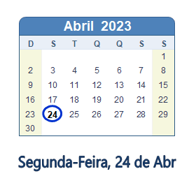 24 Abril 2023 calendario