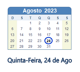 24 Agosto 2023 calendario
