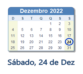 24 Dezembro 2022 calendario