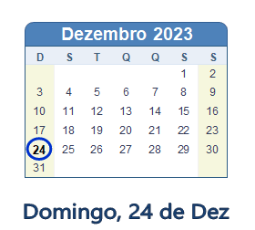 24 Dezembro 2023 calendario