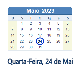 24 Maio 2023 calendario
