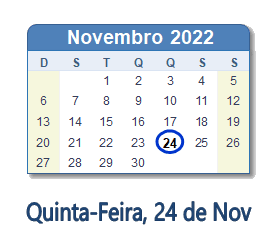 24 Novembro 2022 calendario