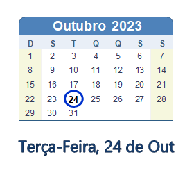 24 Outubro 2023 calendario