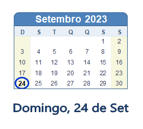 24 Setembro 2023 calendario