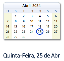 25 Abril 2024 calendario